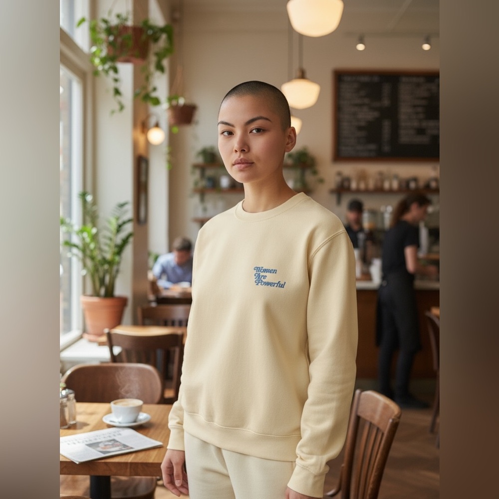 ONEDNA PacSun Women are Powerful Sweatshirt Beige Cotton Crewneck Size Small